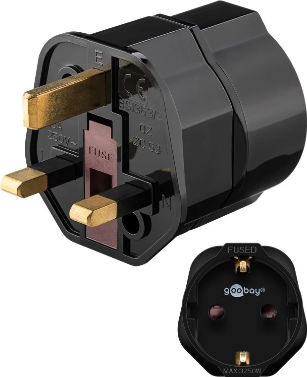 Adapter podróżny gniazdo Europa / Schuko - wtyk UK Wielka Brytania