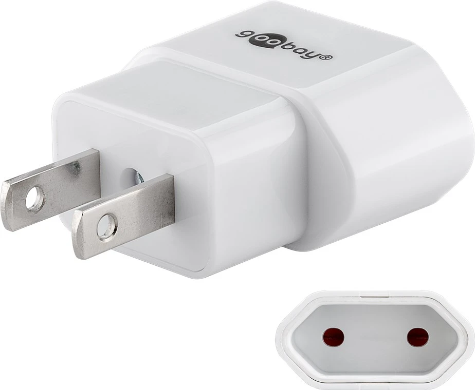 Adapter podróżny gniazdo płaskie Europa - wtyk USA / Japonia 2-pinowy biały