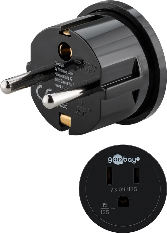 Adapter podróżny gniazdo USA / Japonia - wtyk Europa / Schuko / French