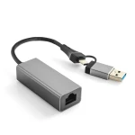 USB-C USB-A Ethernet-Adapter 100/1000 Mbit/s SPU-A16 grau