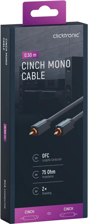 CLICKTRONIC Kabel Audio Subwoofer Coaxial RCA - RCA 0,5m