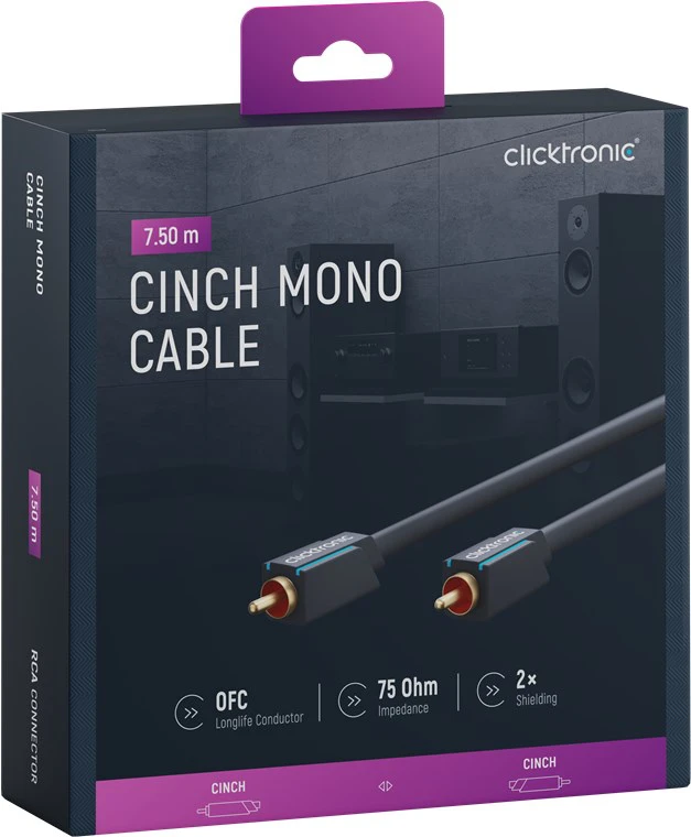 CLICKTRONIC Kabel Audio Subwoofer Coaxial RCA - RCA 7,5m