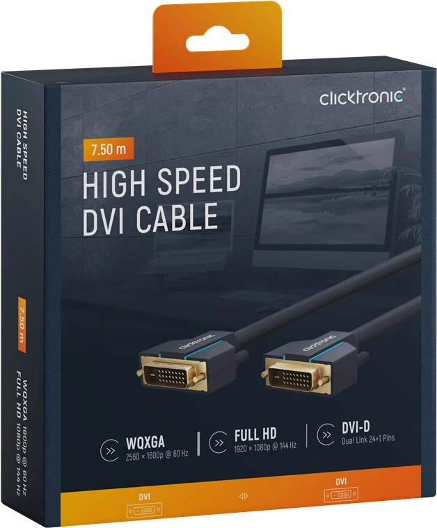 CLICKTRONIC  Kabel DVI-D - DVI-D (24+1) 7,5m OUTLET