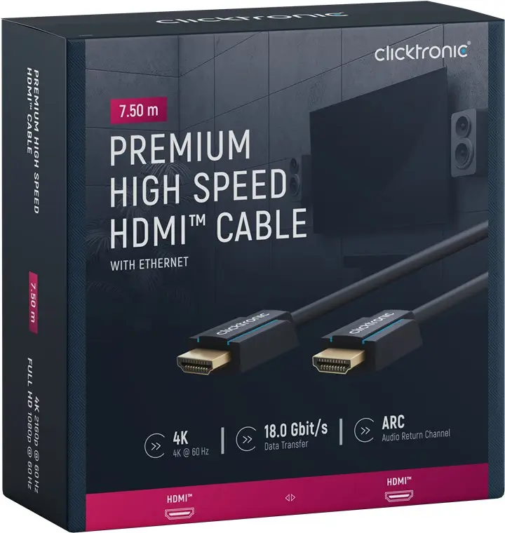 OUTLET CLICKTRONIC Kabel HDMI 2.0 4K 60Hz 7,5m