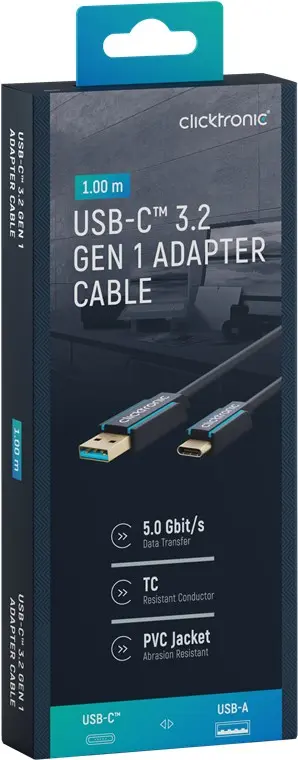 CLICKTRONIC Kabel USB - USB-C 3.2 Gen1 5Gb/s 1m