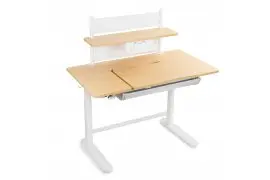 Spacetronik XD 112x60 cm (Weiß) Verstellbarer Kinderschreibtisch mit Ablage