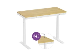 Eleganter elektrisch verstellbarer Schreibtisch mit induktivem Ladegerät Spacetronik Astrid SPE-B136WD