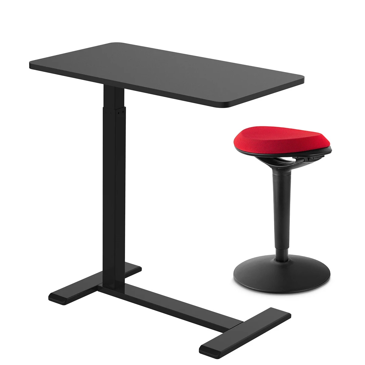 Verstellbarer Tisch über dem Bett Spacetronik Buddy + verstellbarer Hocker Zippy (rot/schwarz)