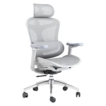 Ergonomischer, grauer Bürostuhl mit verstellbarer Kopfstütze und Armlehnen Spacetronik DORIS 30