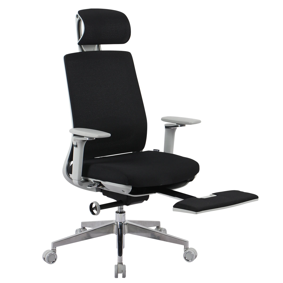 5D ergonomischer Bürostuhl mit Fußstütze Spacetronik Albert Black
