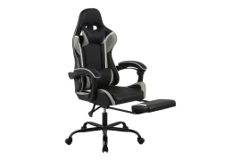Spacetronik Rally ergonomischer Bürostuhl mit Fußstütze und Kissen, schwarz und grau
