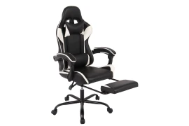Spacetronik Rally ergonomischer Bürostuhl mit Fußstütze und Kissen, schwarz und weis