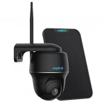 Reolink Argus PT 5Mpix WiFi 2,4 und 5GHz intelligente Kamera mit Personenerkennung, Schwarz + Solarpanel