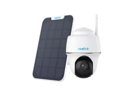 Reolink Argus PT 5Mpix WiFi 2,4 und 5GHz intelligente Kamera mit Personenerkennung, weiß + Solarpanel