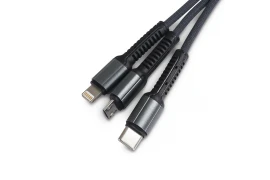 Kabel 3w1 do ładowania USB-A / USB-C + micro-USB + Lighting czarny LC93