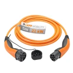 Kabel EV PHEV do ładowania samochodu elektrycznego Type 2 LAPP 22kW 32A orange 5m