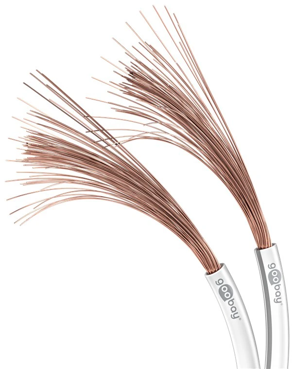 Kabel głośnikowy GOOBAY 2x1,5mm² miedziany CU biały rolka 50m