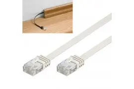 Kabel LAN Patch CAT 6 U/UTP PŁASKI BIAŁY 15m