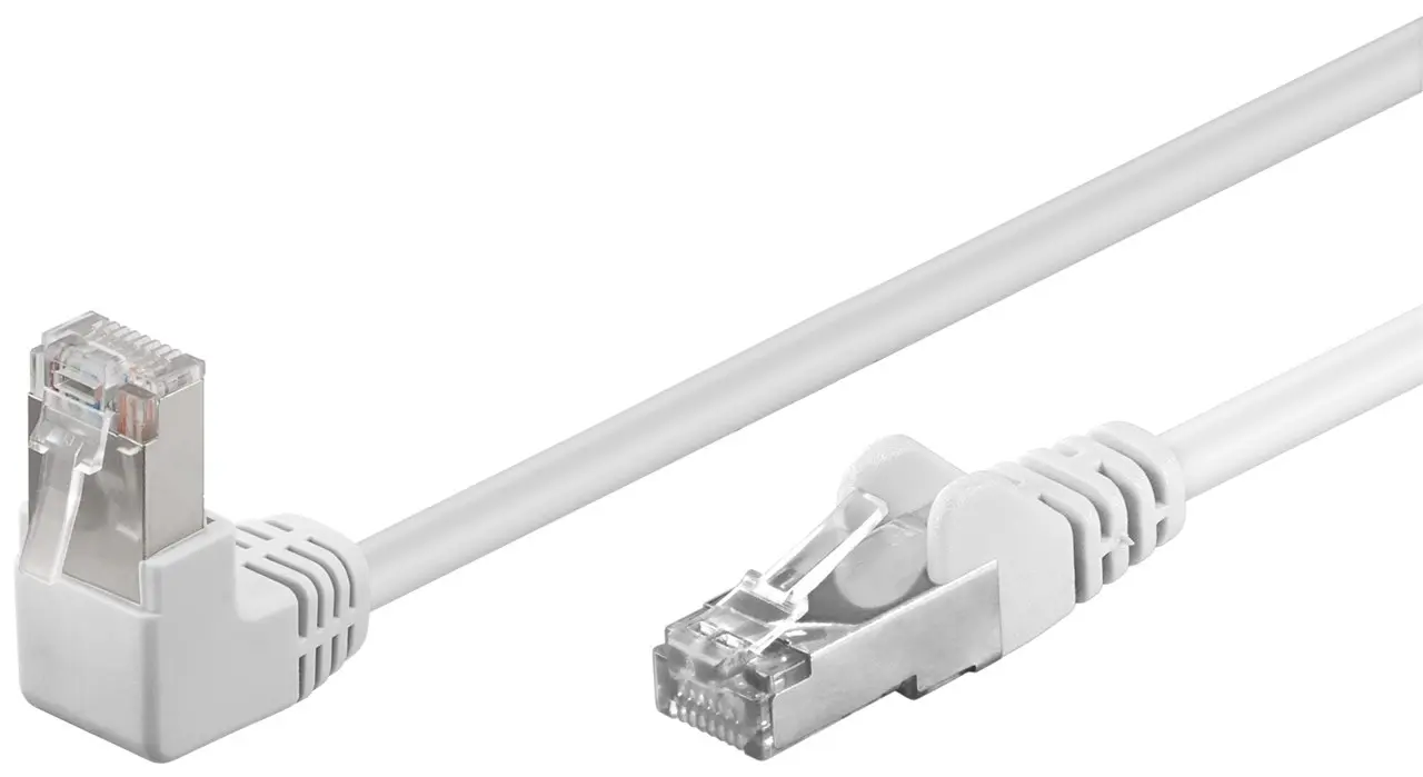 Kabel LAN Patchcord CAT 5e F/UTP BIAŁY KĄTOWY 1x90st. 0,5m