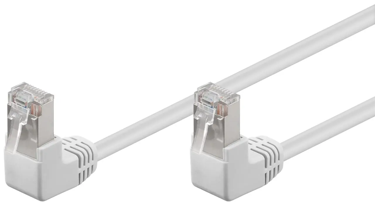 Kabel LAN Patchcord CAT 5e F/UTP BIAŁY KĄTOWY 2x90st. 5m