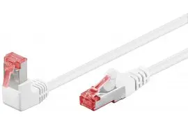 Kabel LAN Patchcord CAT 6 S/FTP BIAŁY KĄTOWY 1x90st. 0,5m