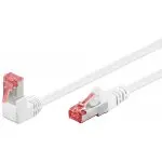 Kabel LAN Patchcord CAT 6 S/FTP BIAŁY KĄTOWY 1x90st. 0,5m