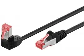 Kabel LAN Patchcord CAT 6 S/FTP CZARNY KĄTOWY 1x90st. 0,5m