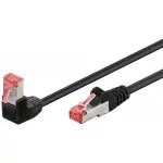 Kabel LAN Patchcord CAT 6 S/FTP CZARNY KĄTOWY 1x90st. 0,5m