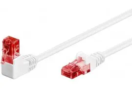 Kabel LAN Patchcord CAT 6 U/UTP BIAŁY KĄTOWY 1x90st. 0,25m