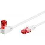 Kabel LAN Patchcord CAT 6 U/UTP BIAŁY KĄTOWY 1x90st. 0,5m