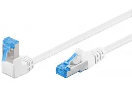 Kabel LAN Patchcord CAT 6A S/FTP KĄTOWY 1x90 biały 0,5m