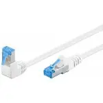 Kabel LAN Patchcord CAT 6A S/FTP KĄTOWY 1x90 biały 1m