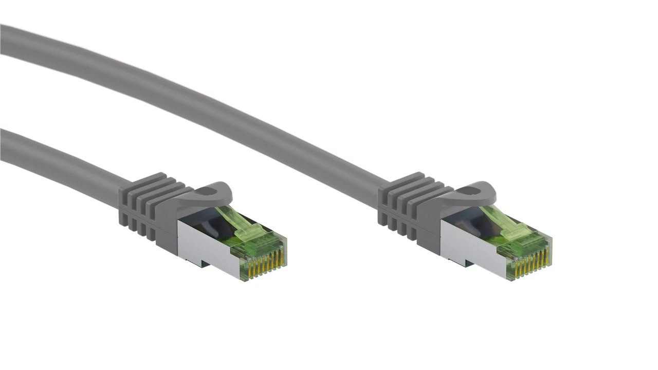 Kabel LAN Patchcord CAT 8.1 S/FTP cert. GHMT MIEDŹ szary 1m