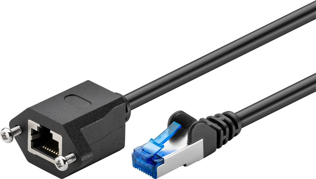 Kabel LAN przedłużacz CAT 6A S/FTP czarny 1m