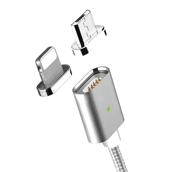 Kabel magnetyczny 2 w 1 MOC dla iPhone i Android Silver