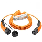 Kabel spiralny EV PHEV do ładowania samochodu Type 2 LAPP 11kW 20A orange 5m