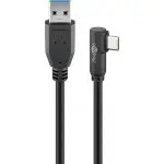 Kabel USB-C - USB-A 3.2 Gen1 Czarny KĄTOWY 1,5m Goobay