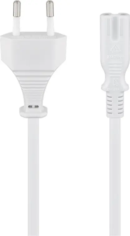 Kabel zasilający C7 ÓSEMKA 2-pin PROSTY Goobay biały 3m