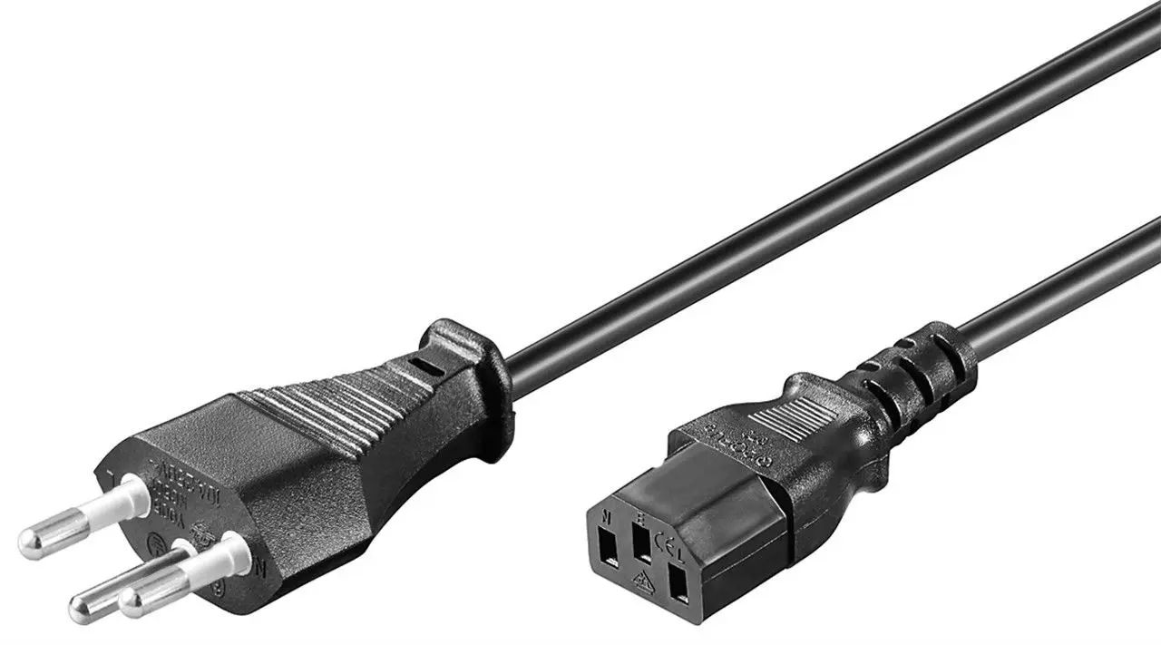 Kabel zasilający PŁASKI WTYK standard Szwajcarski Goobay czarny 2m
