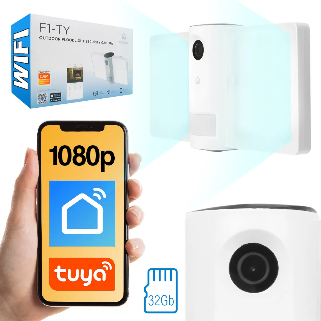 Smarte WiFi-outterkamera Tuya Laxihub F1-TY