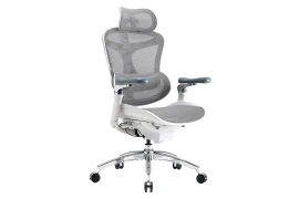 6D Spacetronik DORIS 40 ergonomischer Bürostuhl, grau mit verstellbarer Kopfstütze und Armlehnen