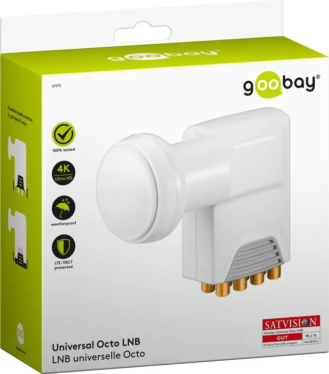 LNB Octo Konwerter satelitarny Goobay 0,1dB (do ośmiu odbiorników)