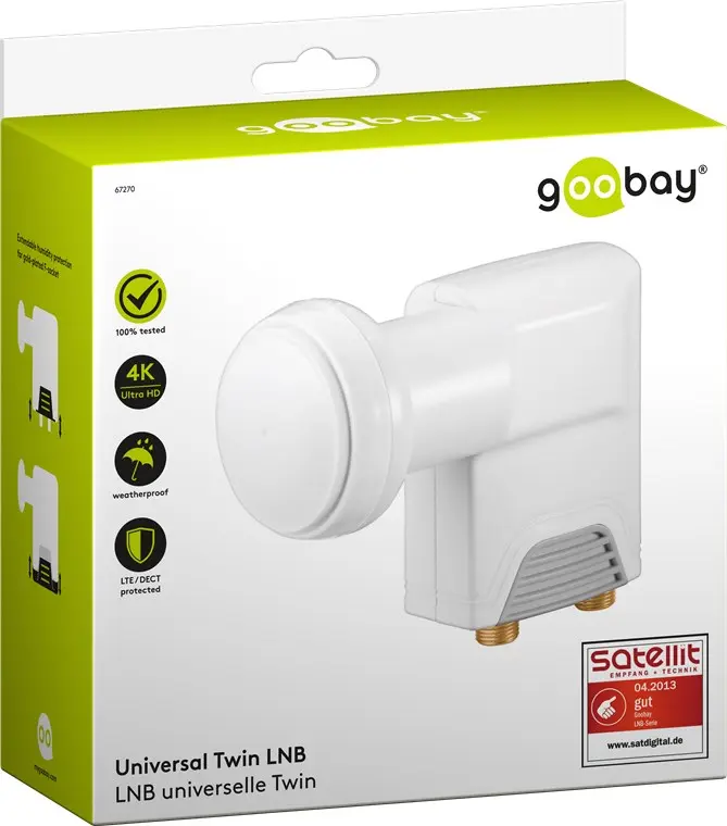 LNB Twin Konwerter satelitarny Goobay 0,1dB (do dwóch odbiorników)