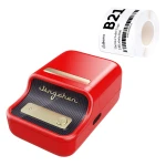 Mini drukarka do naklejek Niimbot B21 (czerwona) + naklejki samoprzylepne 50x30 mm 230 szt. białe