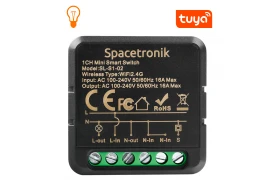 Mini switch światła włącznik przekaźnik Wi-Fi pojedynczy obwód Smart Life Tuya Spacetronik sterownik SL-S1-02 Black