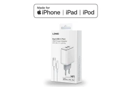 Leistungsstarkes 35W MFi-zertifiziertes Dual USB-C Ladegerät mit USB-C auf Lightning Kabel für schnelles Laden von iPhone, iPad, iPod