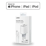 Leistungsstarkes 35W MFi-zertifiziertes Dual USB-C Ladegerät mit USB-C auf Lightning Kabel für schnelles Laden von iPhone, iPad, iPod