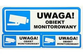 Naklejka 'UWAGA! OBIEKT MONITOROWANY' - Komplet 3 naklejek