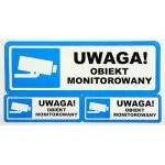 Naklejka 'UWAGA! OBIEKT MONITOROWANY' - Komplet 3 naklejek