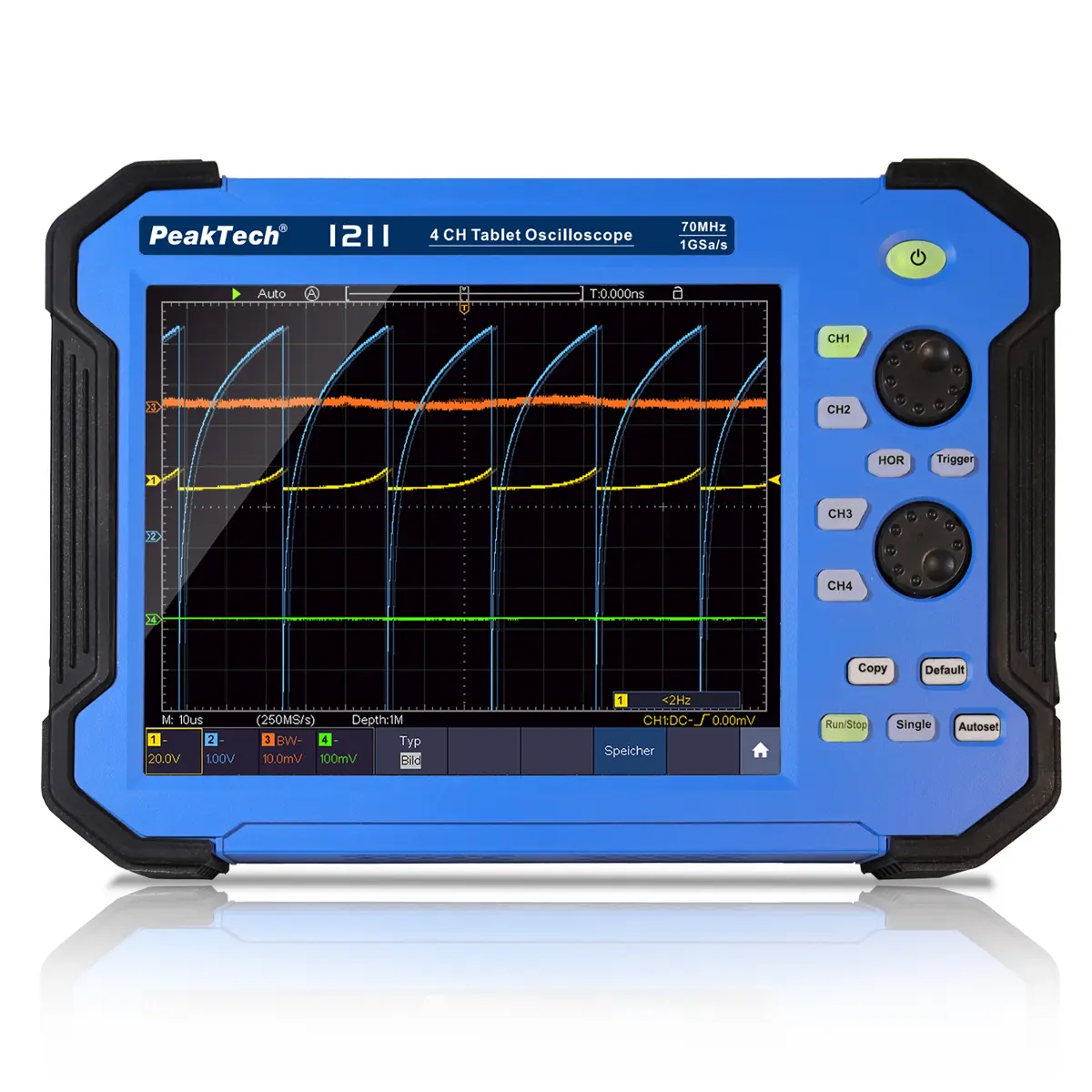Digitales Tablet-Oszilloskop 4CH 70MHz 1GS / s PeakTech 1211